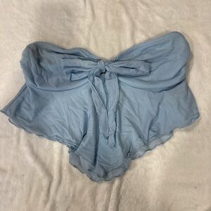 SHEIN Light Blue Strapless Crop Top